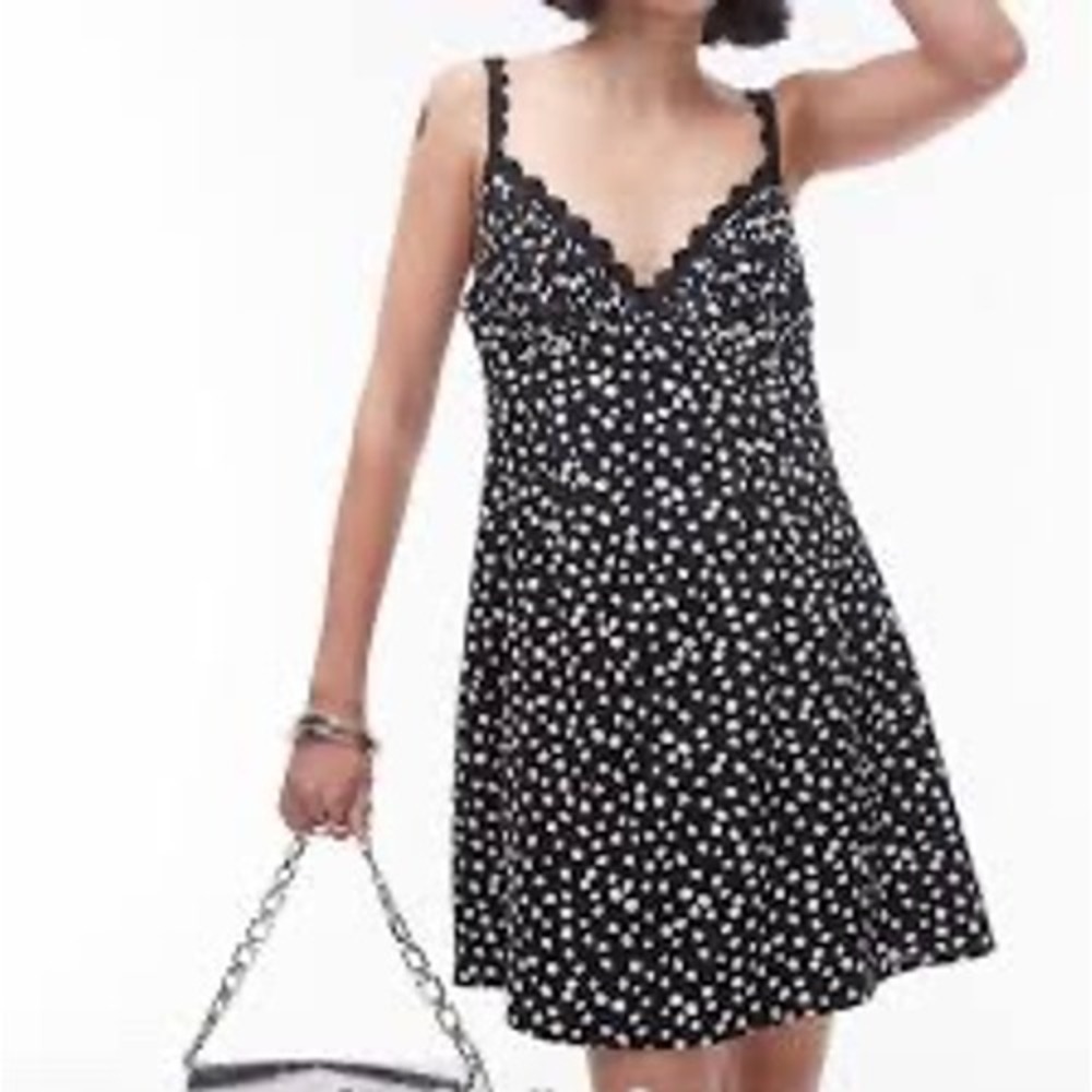 Topshop dark navy blue white slip dress women's size 8‎ new with tags wedding